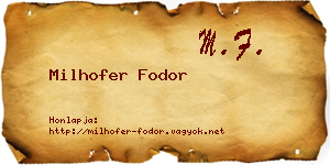 Milhofer Fodor névjegykártya